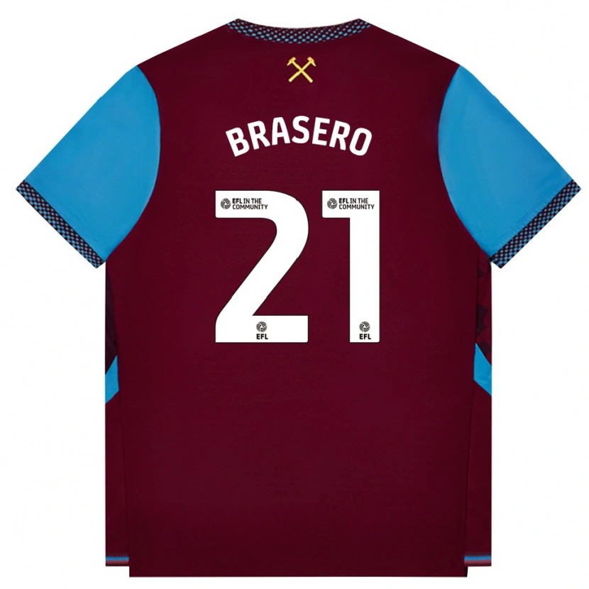 Danxen Kinder Sarah Brasero-Carreira #21 Burgund Kornblumenblau Heimtrikot Trikot 2026/27 T-Shirt Österreich