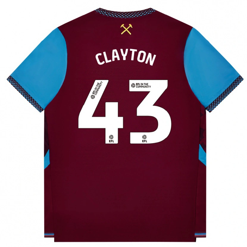 Danxen Kinder Regan Clayton #43 Burgund Kornblumenblau Heimtrikot Trikot 2026/27 T-Shirt Österreich