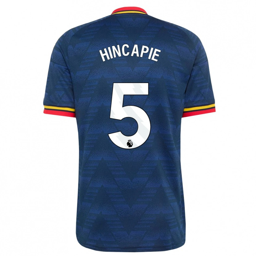 Danxen Kinder Piero Hincapié #5 Mitternachtsblau Gelb Rot Auswärtstrikot Trikot 2026/27 T-Shirt Österreich