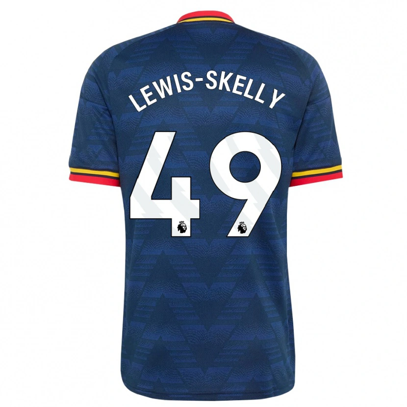 Danxen Kinder Myles Lewis-Skelly #49 Mitternachtsblau Gelb Rot Auswärtstrikot Trikot 2026/27 T-Shirt Österreich