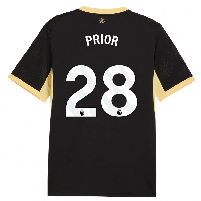 Danxen Kinder Gracie Prior #28 Schwarz Gelb Auswärtstrikot Trikot 2026/27 T-Shirt Österreich
