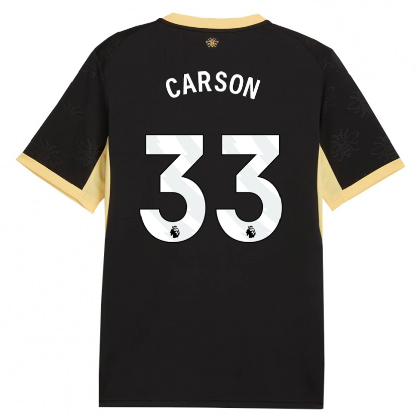 Danxen Kinder Scott Carson #33 Schwarz Gelb Auswärtstrikot Trikot 2026/27 T-Shirt Österreich