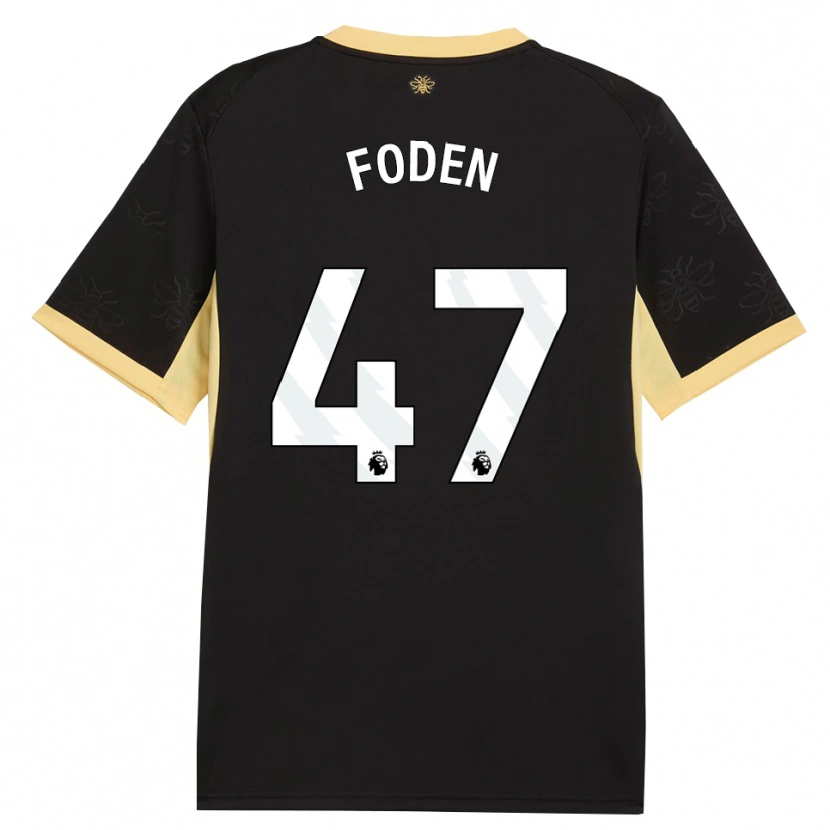 Danxen Kinder Phil Foden #47 Schwarz Gelb Auswärtstrikot Trikot 2026/27 T-Shirt Österreich