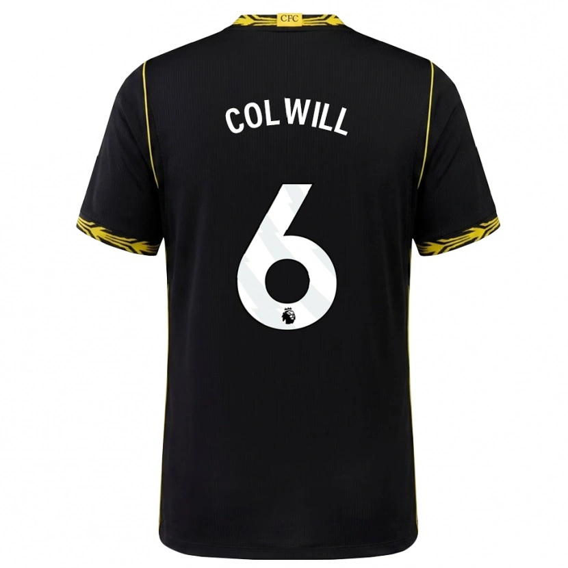 Danxen Kinder Levi Colwill #6 Schwarz Gelb Auswärtstrikot Trikot 2026/27 T-Shirt Österreich