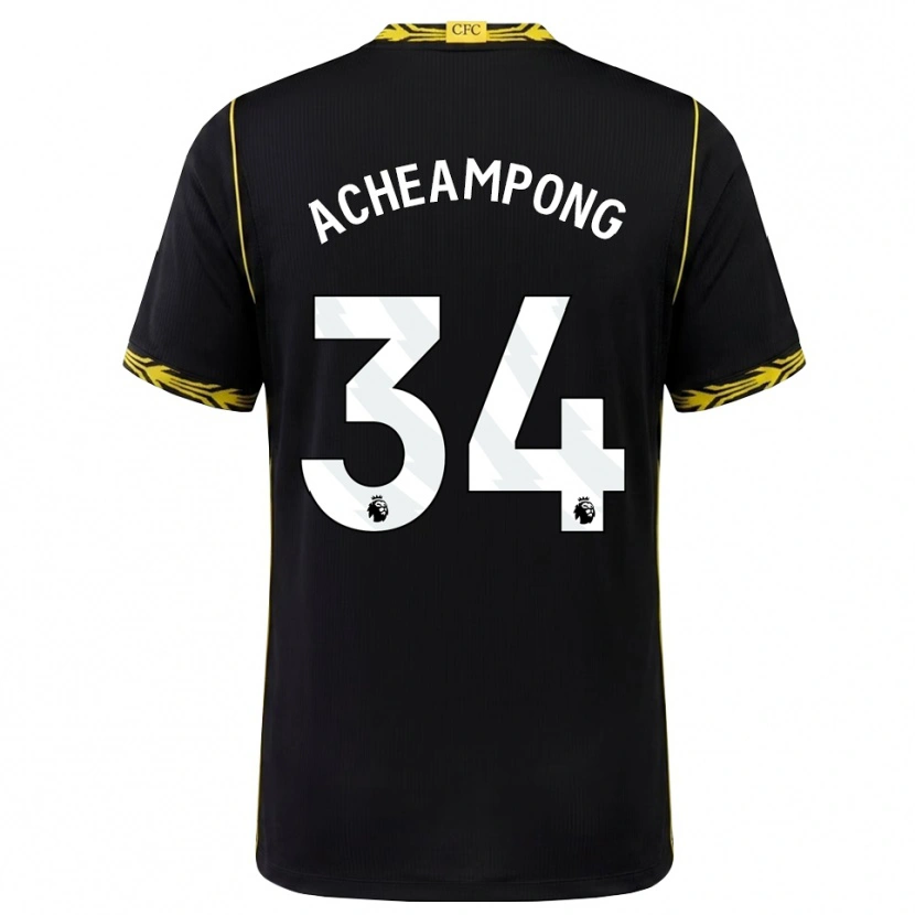 Danxen Kinder Josh Acheampong #34 Schwarz Gelb Auswärtstrikot Trikot 2026/27 T-Shirt Österreich