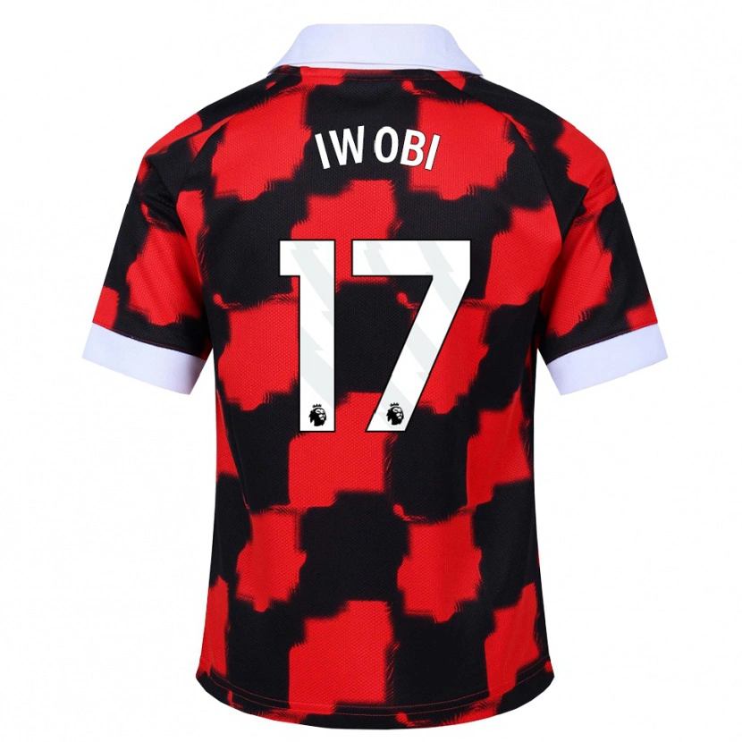 Danxen Kinder Alex Iwobi #17 Rot Weiß Schwarz Auswärtstrikot Trikot 2026/27 T-Shirt Österreich