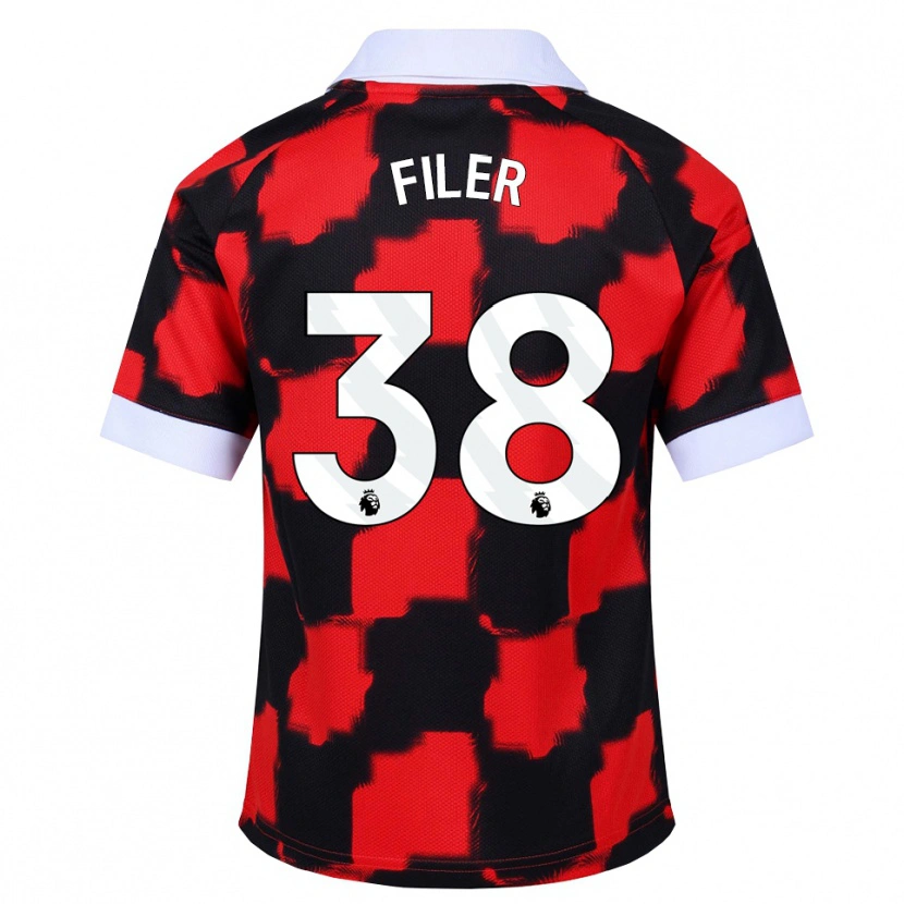 Danxen Kinder Maddie Filer #38 Rot Weiß Schwarz Auswärtstrikot Trikot 2026/27 T-Shirt Österreich