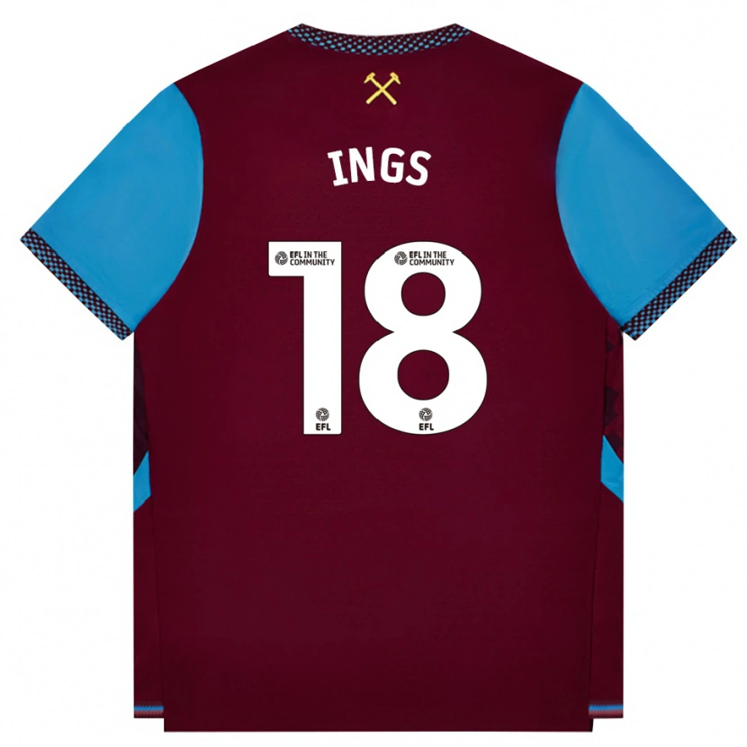 Danxen Herren Danny Ings #18 Burgund Kornblumenblau Heimtrikot Trikot 2026/27 T-Shirt Österreich