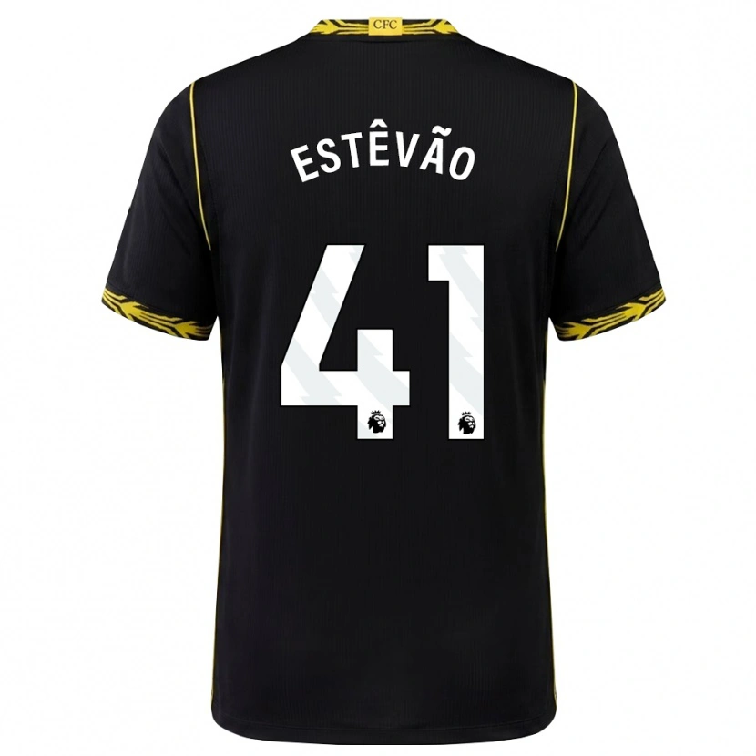 Danxen Herren Estêvão Willian Almeida De Oliveira Gonçalves #41 Schwarz Gelb Auswärtstrikot Trikot 2026/27 T-Shirt Österreich
