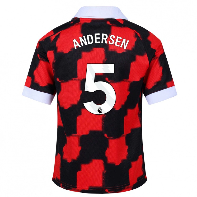 Danxen Herren Joachim Andersen #5 Rot Weiß Schwarz Auswärtstrikot Trikot 2026/27 T-Shirt Österreich