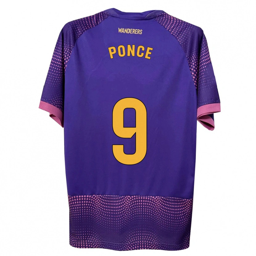 Danxen Kinder Ezequiel Ponce #9 Lila Weiß Rosa Auswärtstrikot Trikot 2026/27 T-Shirt Österreich