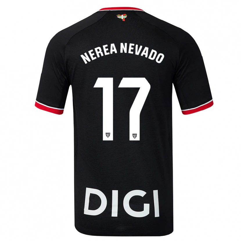 Danxen Kinder Nerea Nevado Gómez #17 Schwarz Weiß Rot Auswärtstrikot Trikot 2026/27 T-Shirt Österreich