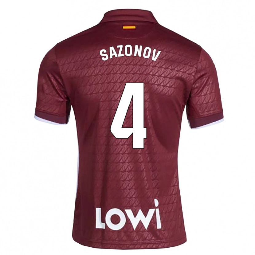 Danxen Kinder Saba Sazonov #4 Dunkelrot Weiß Auswärtstrikot Trikot 2026/27 T-Shirt Österreich