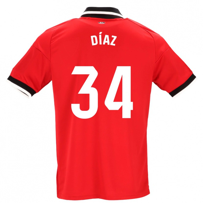 Danxen Kinder Mario Díaz #34 Schwarz Weiß Rot Auswärtstrikot Trikot 2026/27 T-Shirt Österreich