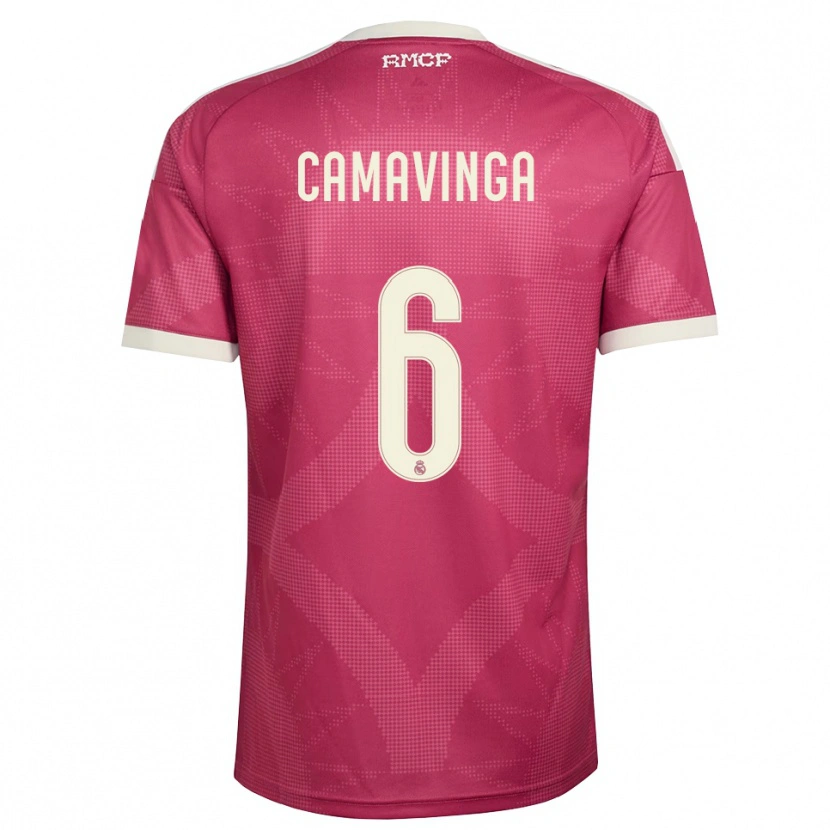 Danxen Kinder Eduardo Camavinga #6 Blassviolett Rot Weiß Ausweichtrikot Trikot 2026/27 T-Shirt Österreich
