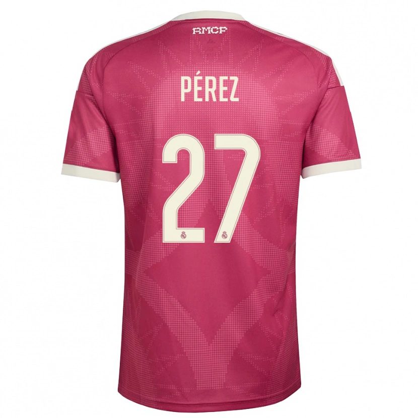 Danxen Damen Adrián Pérez #27 Blassviolett Rot Weiß Ausweichtrikot Trikot 2026/27 T-Shirt Österreich
