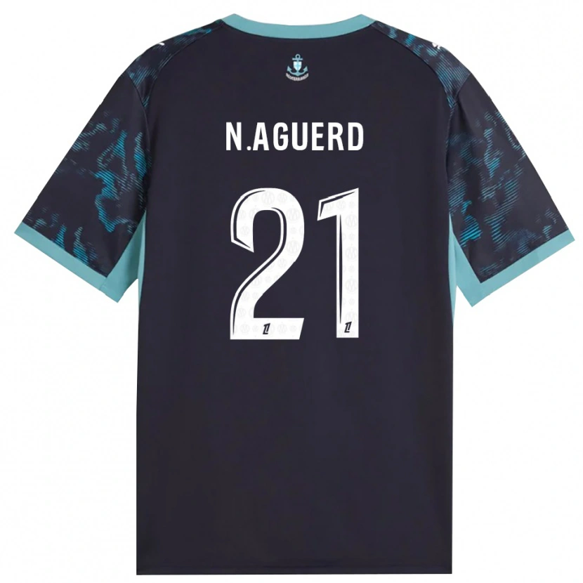 Danxen Kinder Nayef Aguerd #21 Blass Türkis Weiß Schwarz Auswärtstrikot Trikot 2026/27 T-Shirt Österreich