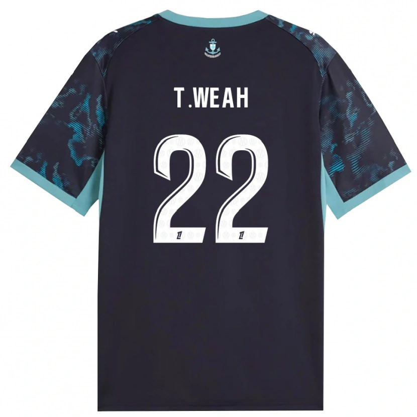 Danxen Kinder Timothy Weah #22 Blass Türkis Weiß Schwarz Auswärtstrikot Trikot 2026/27 T-Shirt Österreich