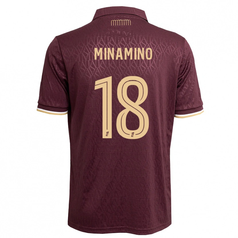 Danxen Kinder Takumi Minamino #18 Weinrot Sandbraun Auswärtstrikot Trikot 2026/27 T-Shirt Österreich
