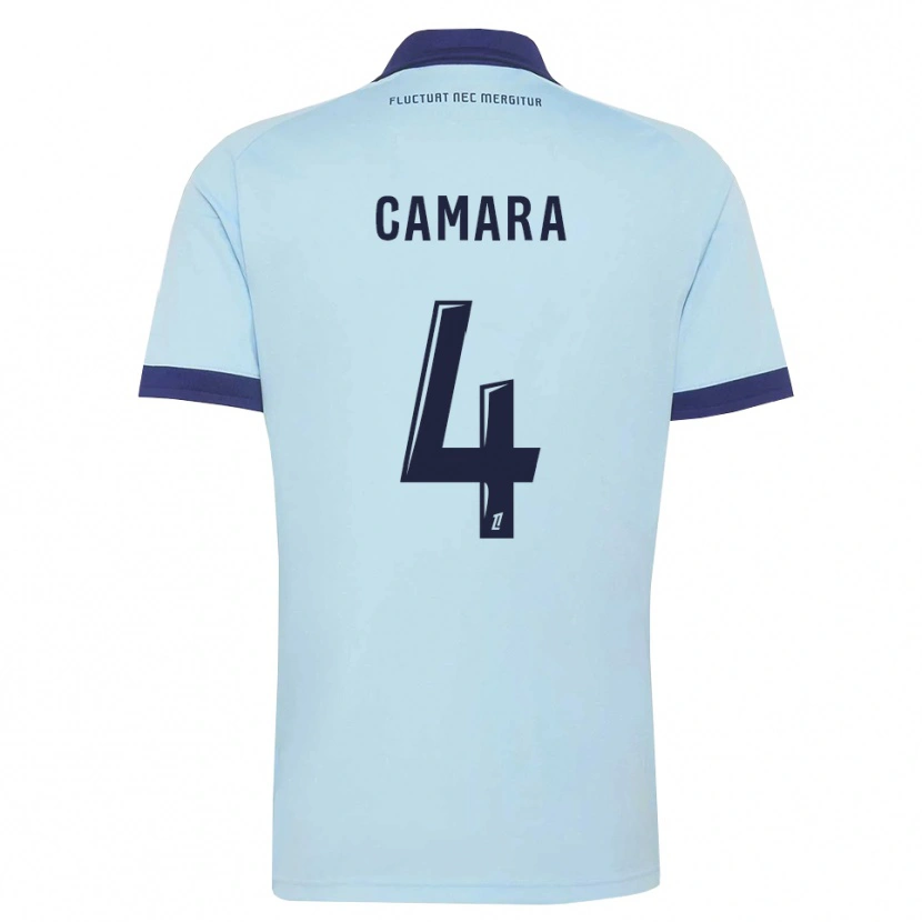 Danxen Kinder Alseny Camara #4 Kornblumenblau Schwarz Auswärtstrikot Trikot 2026/27 T-Shirt Österreich