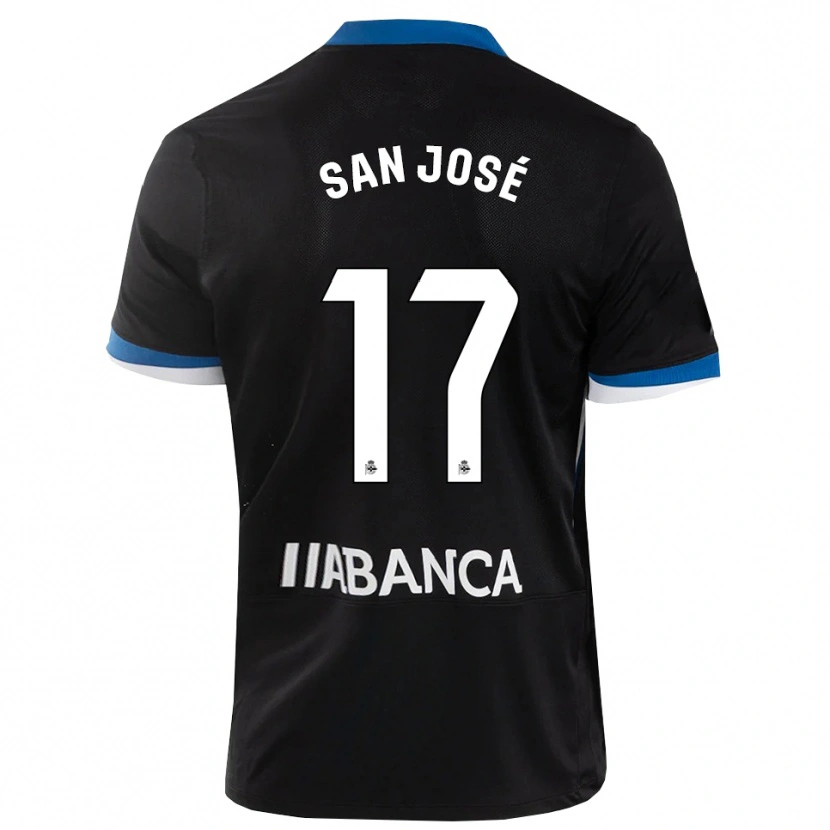 Danxen Kinder Koke San José #17 Schwarz Blau Weiß Auswärtstrikot Trikot 2026/27 T-Shirt Österreich