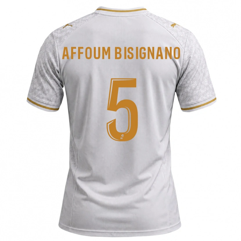Danxen Herren Layan Affoum Bisignano #5 Weiß Grau Goldrute Auswärtstrikot Trikot 2026/27 T-Shirt Österreich