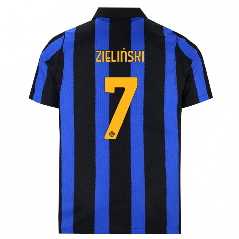 Danxen Kinder Piotr Zielinski #7 Schwarz Blau Gelb Heimtrikot Trikot 2026/27 T-Shirt Österreich