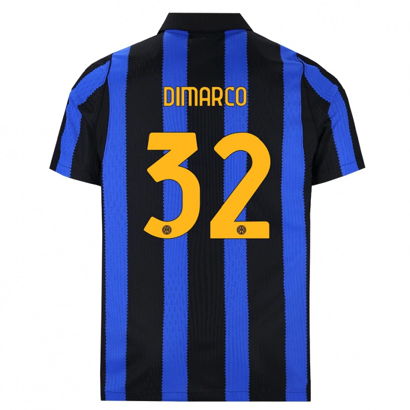 Danxen Kinder Federico Dimarco #32 Schwarz Blau Gelb Heimtrikot Trikot 2026/27 T-Shirt Österreich