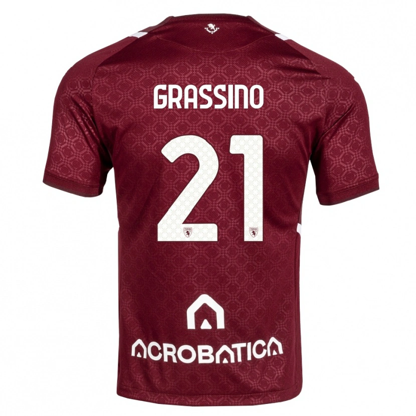 Danxen Kinder Giulia Grassino #21 Burgund Weiß Heimtrikot Trikot 2026/27 T-Shirt Österreich
