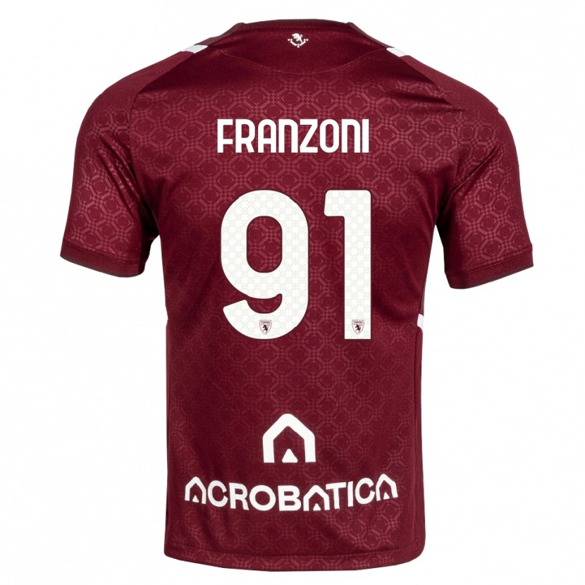 Danxen Kinder Nicolò Franzoni #91 Burgund Weiß Heimtrikot Trikot 2026/27 T-Shirt Österreich
