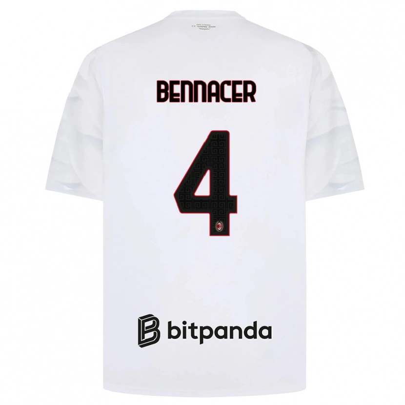 Danxen Kinder Ismael Bennacer #4 Weiß Rot Schwarz Auswärtstrikot Trikot 2026/27 T-Shirt Österreich