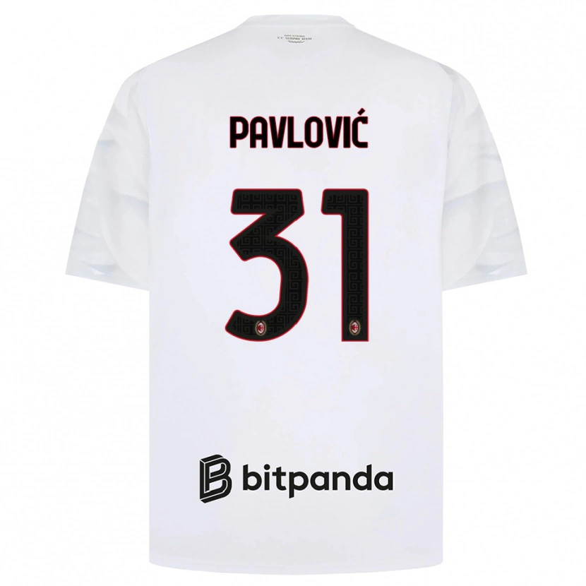 Danxen Kinder Strahinja Pavlović #31 Weiß Rot Schwarz Auswärtstrikot Trikot 2026/27 T-Shirt Österreich
