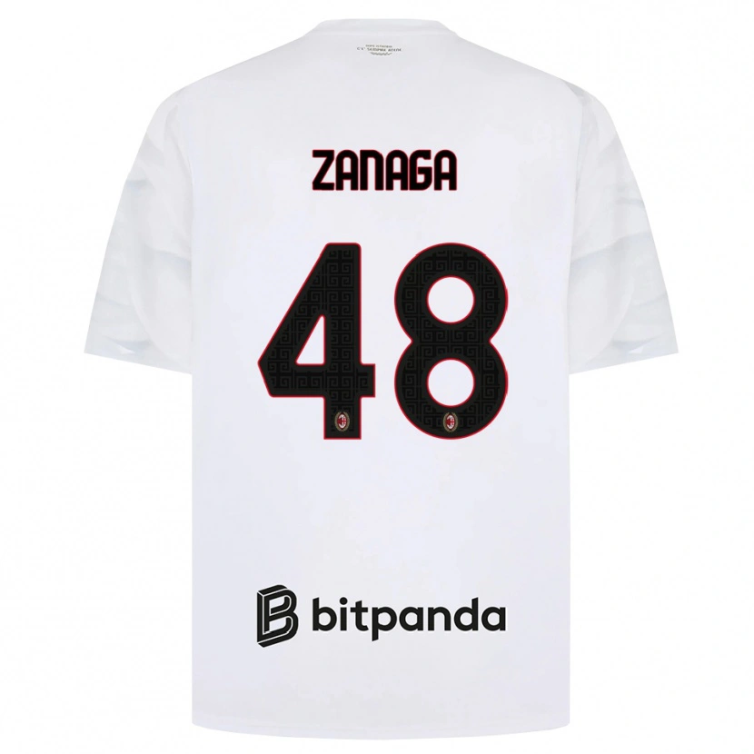 Danxen Kinder Edoardo Zanaga #48 Weiß Rot Schwarz Auswärtstrikot Trikot 2026/27 T-Shirt Österreich