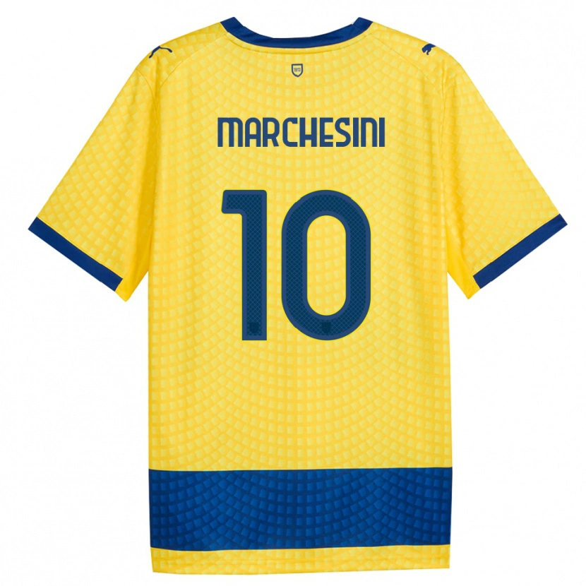 Danxen Kinder Cosimo Marchesini #10 Gelb Blau Schwarz Auswärtstrikot Trikot 2026/27 T-Shirt Österreich