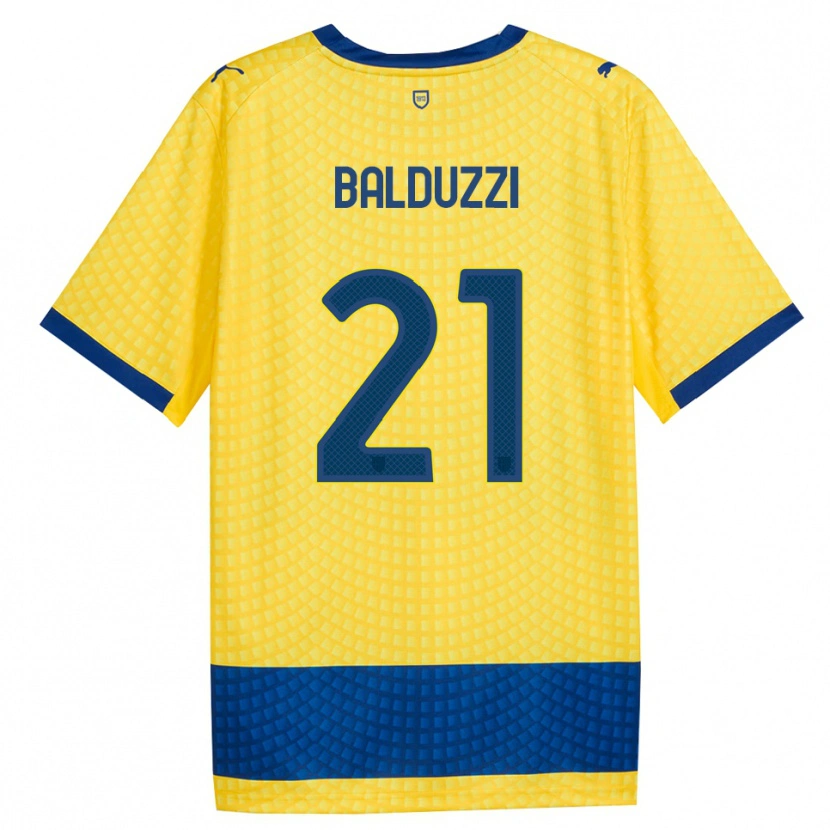 Danxen Kinder Davide Balduzzi #21 Gelb Blau Schwarz Auswärtstrikot Trikot 2026/27 T-Shirt Österreich