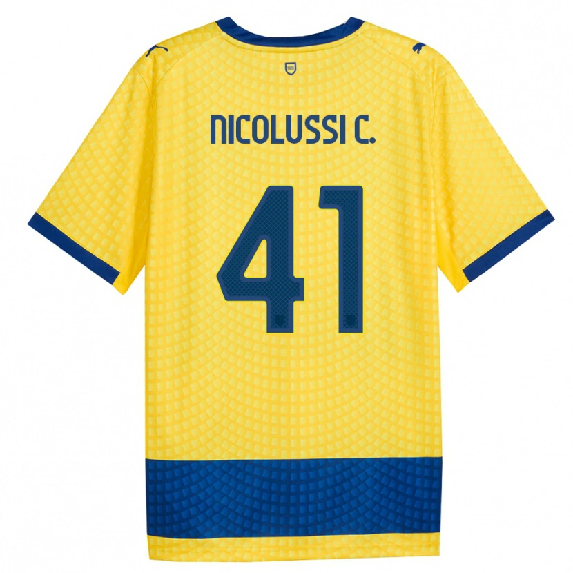 Danxen Kinder Hans Nicolussi Caviglia #41 Gelb Blau Schwarz Auswärtstrikot Trikot 2026/27 T-Shirt Österreich