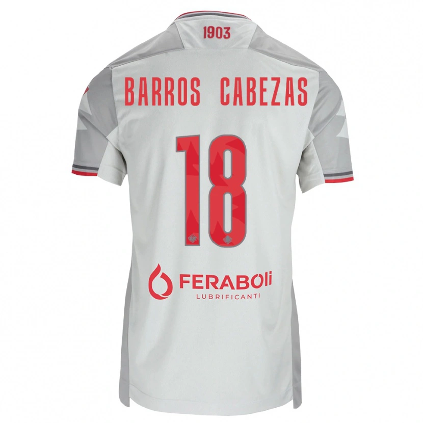 Danxen Kinder Ronie Barros Cabezas #18 Grau Weiß Rot Auswärtstrikot Trikot 2026/27 T-Shirt Österreich