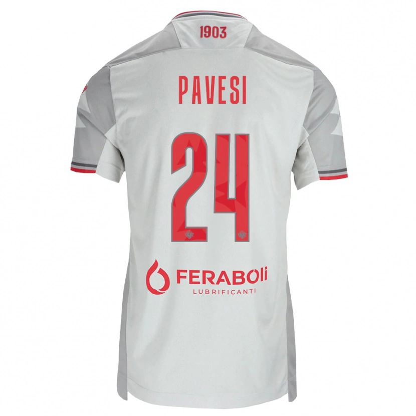 Danxen Kinder Davide Pavesi #24 Grau Weiß Rot Auswärtstrikot Trikot 2026/27 T-Shirt Österreich