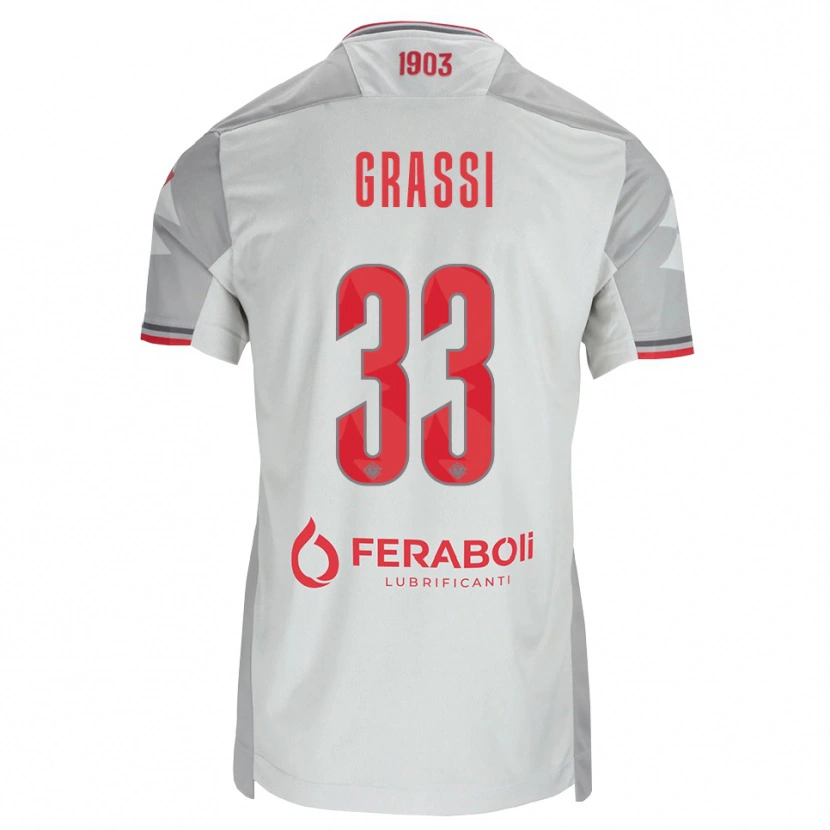 Danxen Kinder Alberto Grassi #33 Grau Weiß Rot Auswärtstrikot Trikot 2026/27 T-Shirt Österreich