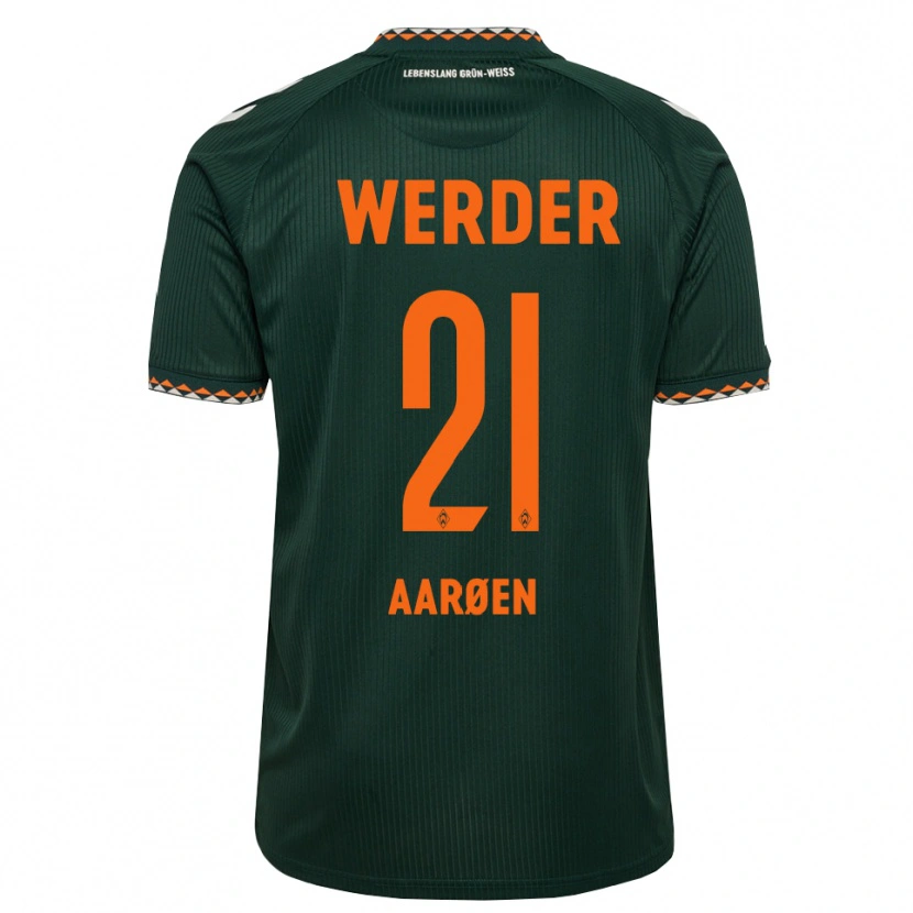 Danxen Kinder Isak Hansen-Aaröen #21 Dunkelgrün Orange Weiß Auswärtstrikot Trikot 2026/27 T-Shirt Österreich