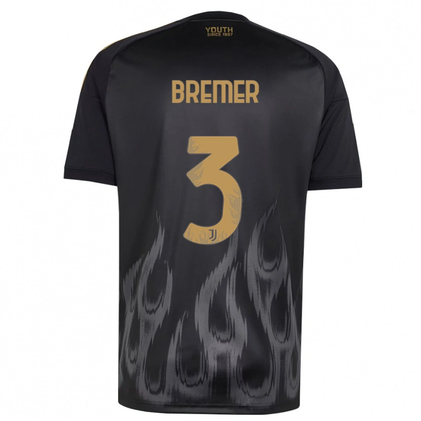 Danxen Kinder Gleison Bremer Silva Nascimento #3 Schwarz Braun Ausweichtrikot Trikot 2026/27 T-Shirt Österreich