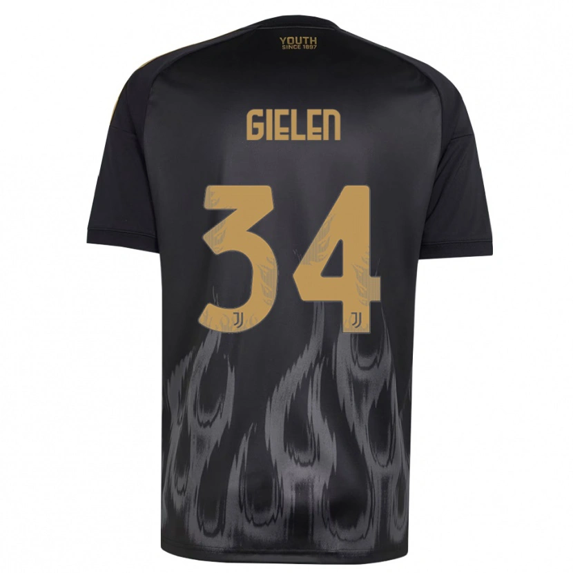 Danxen Kinder Wout Gielen #34 Schwarz Braun Ausweichtrikot Trikot 2026/27 T-Shirt Österreich