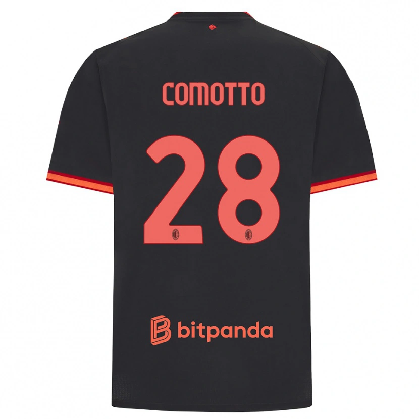 Danxen Kinder Christian Comotto #28 Schwarz Rot Ausweichtrikot Trikot 2026/27 T-Shirt Österreich