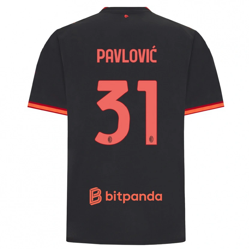 Danxen Kinder Strahinja Pavlović #31 Schwarz Rot Ausweichtrikot Trikot 2026/27 T-Shirt Österreich