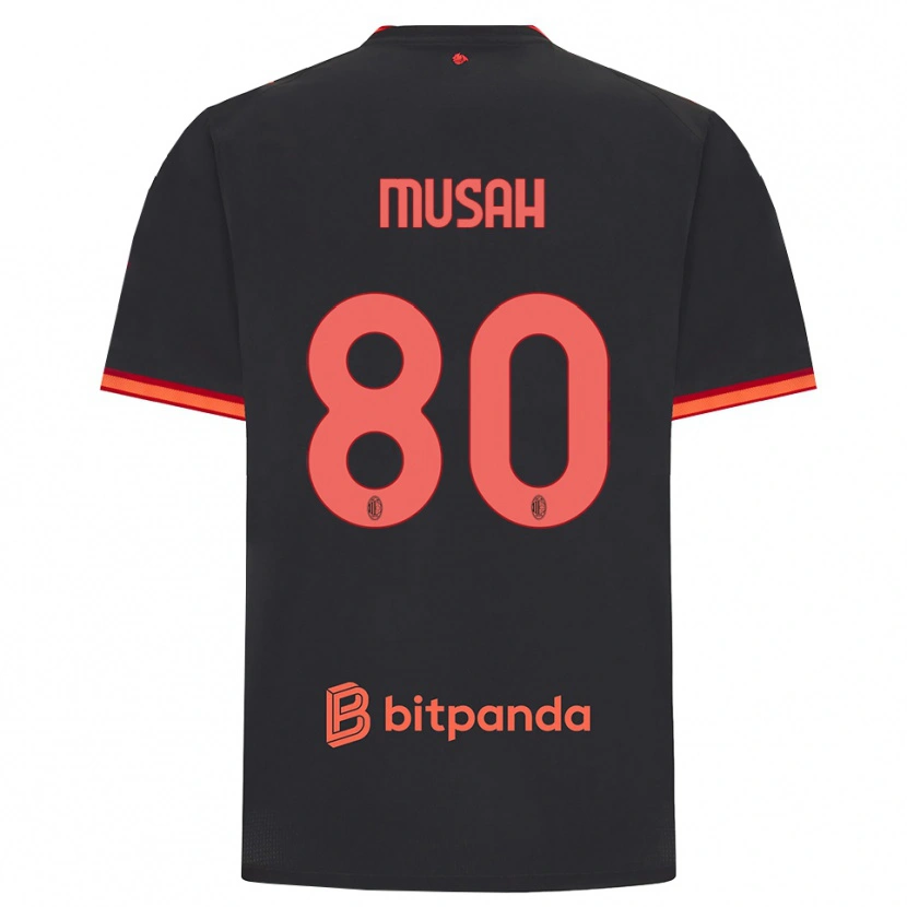 Danxen Kinder Yunus Musah #80 Schwarz Rot Ausweichtrikot Trikot 2026/27 T-Shirt Österreich