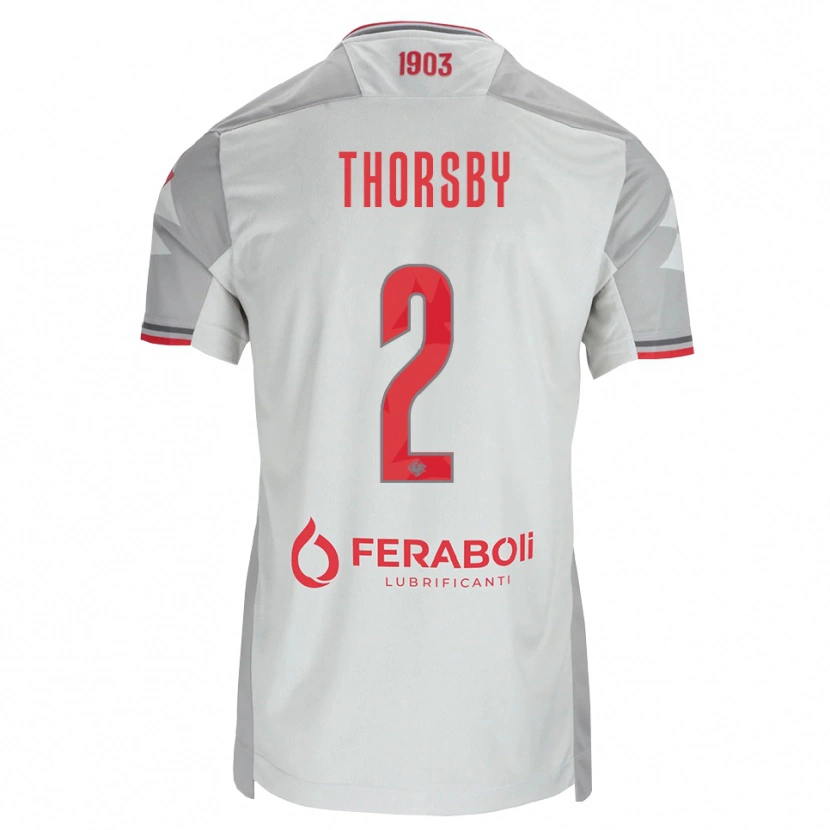 Danxen Damen Morten Thorsby #2 Grau Weiß Rot Auswärtstrikot Trikot 2026/27 T-Shirt Österreich