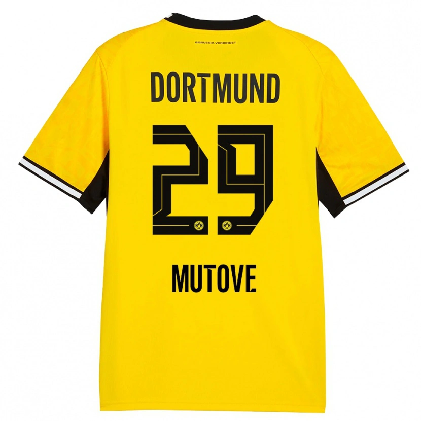 Danxen Kinder Kevin Mutove #29 Gelb Schwarz Weiß Heimtrikot Trikot 2026/27 T-Shirt Österreich