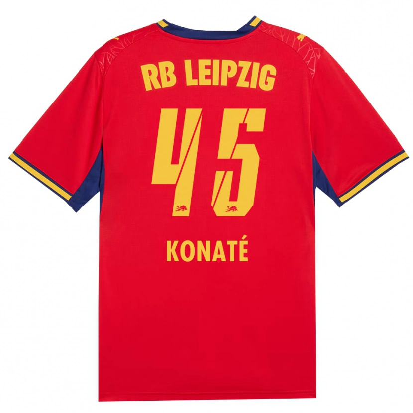 Danxen Kinder Samba Konaté #45 Rot Gelb Königsblau Auswärtstrikot Trikot 2026/27 T-Shirt Österreich