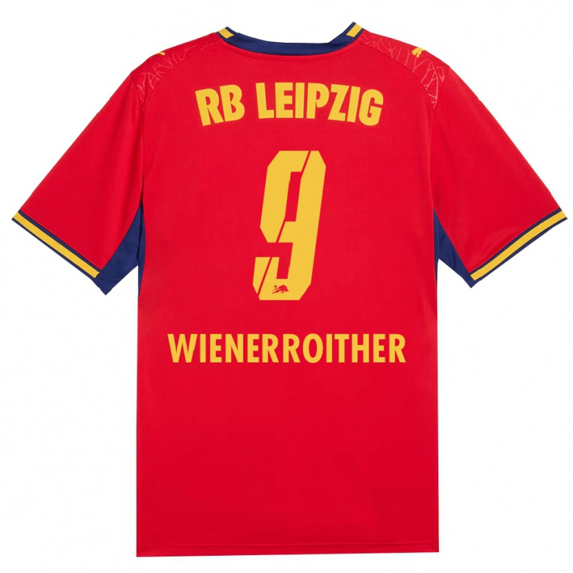 Danxen Kinder Katja Wienerroither #9 Rot Gelb Königsblau Auswärtstrikot Trikot 2026/27 T-Shirt Österreich