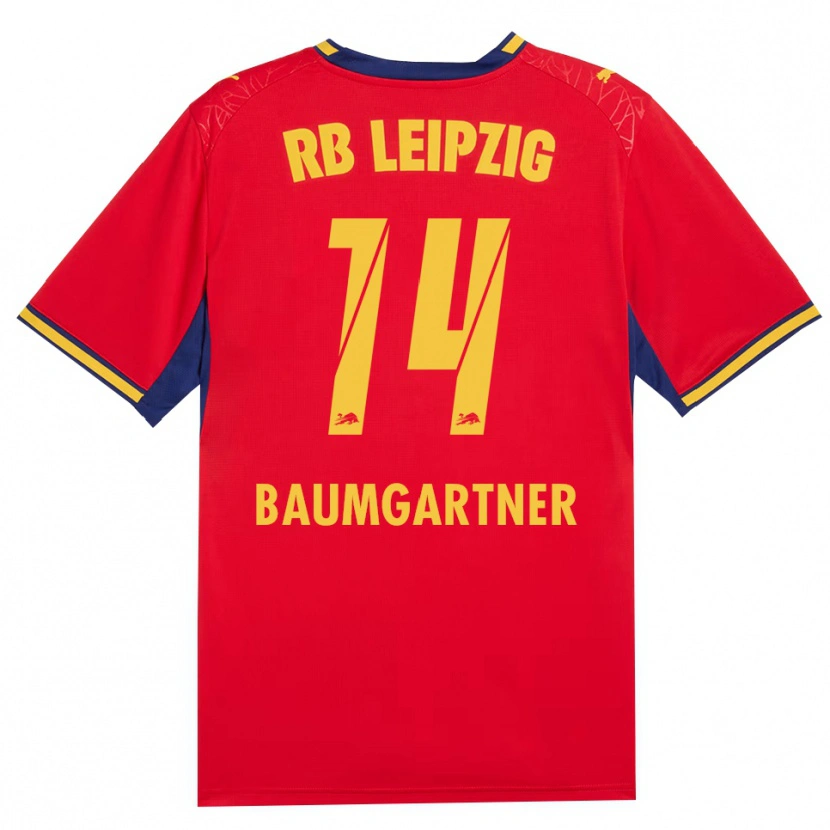 Danxen Kinder Christoph Baumgartner #14 Rot Gelb Königsblau Auswärtstrikot Trikot 2026/27 T-Shirt Österreich